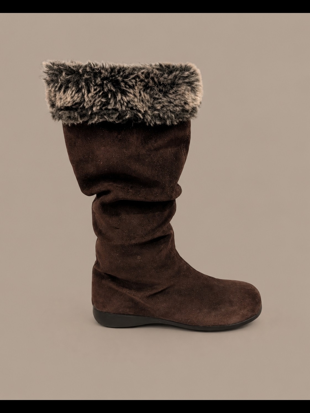 Women's Blondo Brown Faux Fur-Trim Suede  Boots